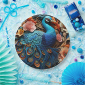 Peacock Rozen Elegant  Papieren Bordje (Feest)