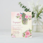 Peacock  rozen verloving budget uitnodiging (Staand voorkant)