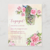 Peacock  rozen verloving budget uitnodiging (Voorkant)