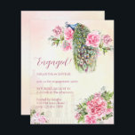 Peacock  rozen verloving budget uitnodiging<br><div class="desc">Victoriaans pauw  roze rozen verloving budgetuitnodiging,  met Indiaas paleis op de achtergrond.</div>
