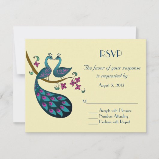 Peacock RSVP, ivoor RSVP Kaartje (Voorkant)