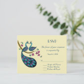 Peacock RSVP, ivoor RSVP Kaartje (Staand voorkant)