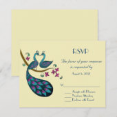 Peacock RSVP, ivoor RSVP Kaartje (Voorkant / Achterkant)
