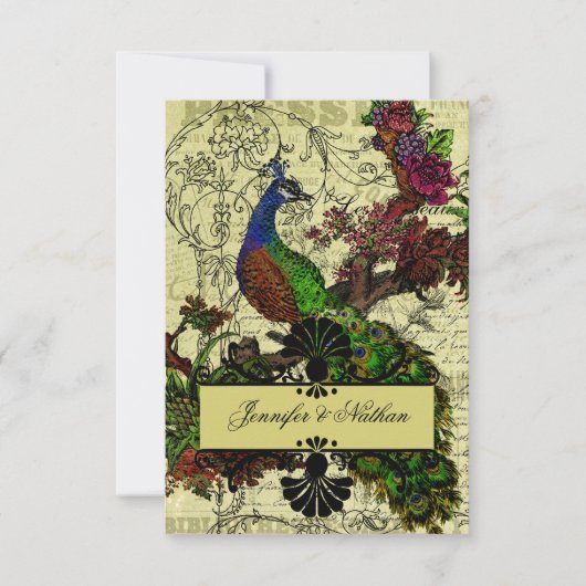  Peacock RSVP-kaart RSVP Kaartje (Voorkant)