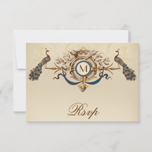 Peacock  RSVP-kaart voor vierkant gebruik RSVP Kaartje (Voorkant)