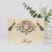 Peacock  RSVP-kaart voor vierkant gebruik RSVP Kaartje (Staand voorkant)