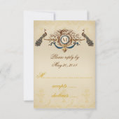 Peacock  RSVP-kaart voor vierkant gebruik RSVP Kaartje (Achterkant)