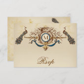 Peacock  RSVP-kaart voor vierkant gebruik RSVP Kaartje (Voorkant / Achterkant)