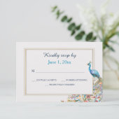 Peacock RSVP-kaarten RSVP Kaartje (Staand voorkant)