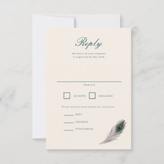 Peacock RSVP Kaartje (Voorkant)