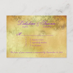 Peacock RSVP Wedding Reply Card Cream Paars Kaartje