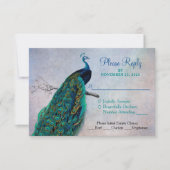 Peacock RSVP Wedding Response Kaart met maaltijdop (Voorkant)