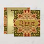 Peacock Ruffled Lace Dinner Party uitnodigen Kaart (Voorkant / Achterkant)