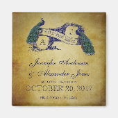 Peacock Rustic Save the Date Magneet (Voorkant)