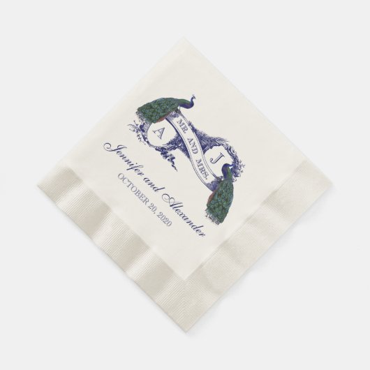 Peacock rustieke bruiloft papieren servetten (Hoek)