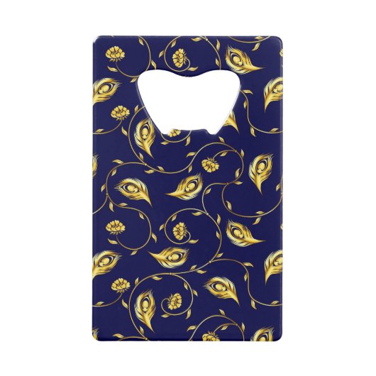 Peacock Sari Pattern Creditkaart Flessenopener (Voorkant)