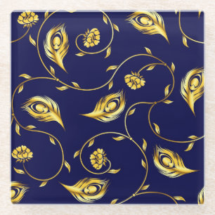 Peacock Sari Pattern Glazen Onderzetter
