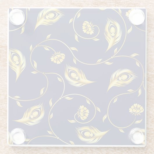 Peacock Sari Pattern Glazen Onderzetter (Achterkant)