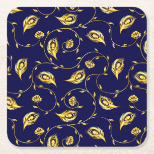 Peacock Sari Pattern Kartonnen Onderzetters