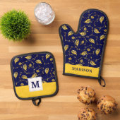 Peacock Sari Pattern Ovenwant & Pannenlap Set (Top down)