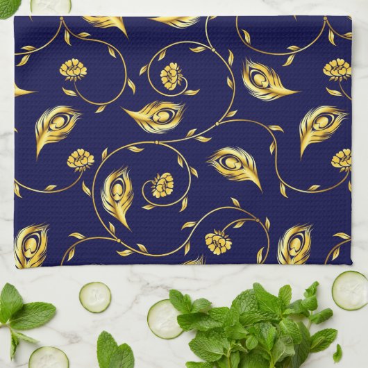 Peacock Sari Pattern Theedoek (Gevouwen)