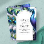 Peacock Save De Datum Bruiloft Aankondigingen<br><div class="desc">Begin uw huwelijksfeest met deze bruiloft behalve de datumaanvragers, onderdeel van het waterverf pauwenbruiloftsbriefpapier collectie van Victoria Grigaliunas van Do Tell A Belle. Met een sierlijk paar rustieke pauwen in zachte waterverf, slaan deze de datumkaarten op die de aangepaste bruid- en bruidsmeisjesnamen lijsten in een elegante lay-out die ideaal is...</div>