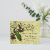 Peacock Save the Date Briefkaart (Staand voorkant)