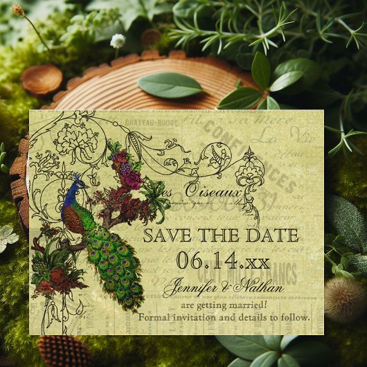 Peacock Save the Date Briefkaart