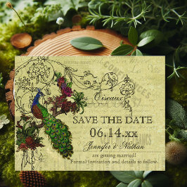 Peacock Save the Date Briefkaart