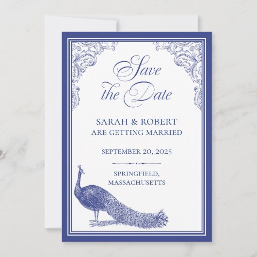 Peacock Save the Date Kaart (Voorkant)