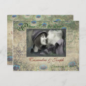 Peacock Save the Date Photo Briefkaart (Voorkant / Achterkant)