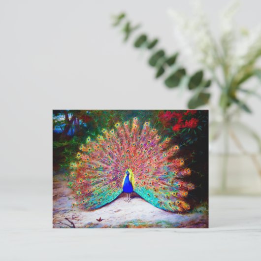  Peacock schilderen Briefkaart (Staand voorkant)
