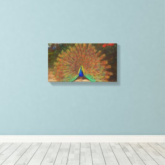 Peacock schilderen Canvas Afdruk (Insitu (Houten vloer))