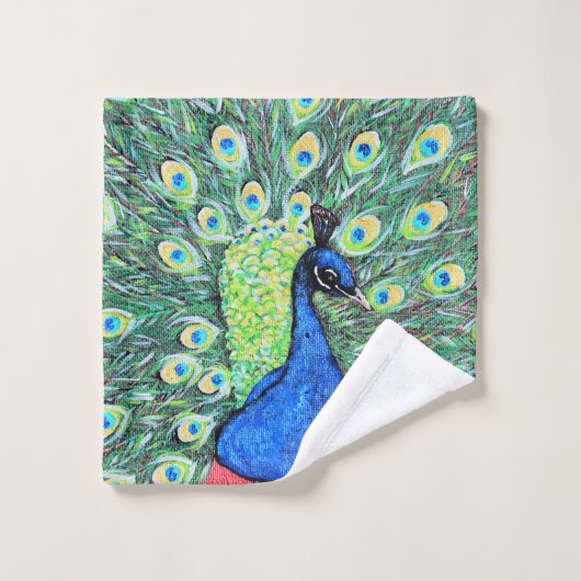 Peacock schilderen weergeven bad handdoek (Wasdoekje)