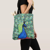 Peacock schilderen weergeven tote bag (Dichtbij)