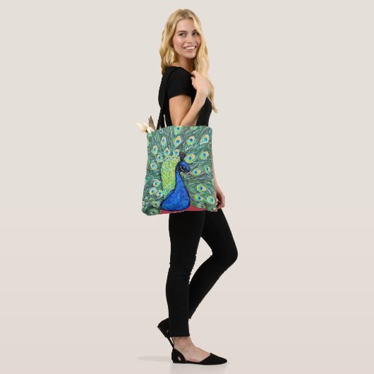 Peacock schilderen weergeven tote bag (Op model)