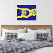 Peacock schilderij abstract met oranje ogen canvas afdruk (Insitu (Slaapkamer))