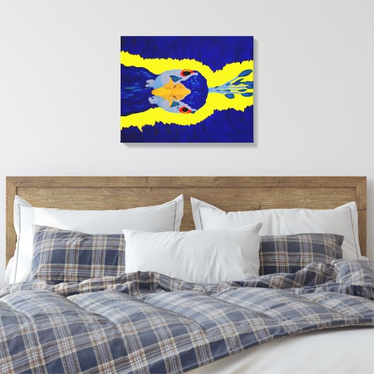Peacock schilderij abstract met oranje ogen canvas afdruk (Insitu (Slaapkamer))