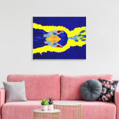 Peacock schilderij abstract met oranje ogen canvas afdruk (Insitu (Woonkamer))