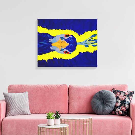 Peacock schilderij abstract met oranje ogen canvas afdruk (Insitu (Woonkamer))