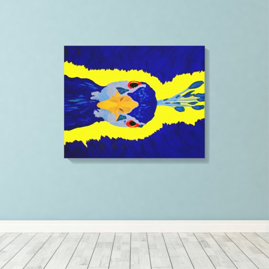 Peacock schilderij abstract met oranje ogen canvas afdruk (Insitu (Houten vloer))