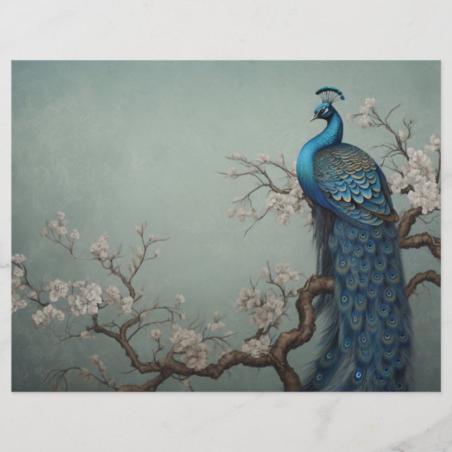 Peacock Scrapbook Journal Paper (Voorkant)
