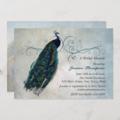 Peacock Scroll Bridal Shower Uitnodiging (Voorkant / Achterkant)