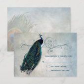 Peacock Scroll RSVP Kaartje (Voorkant / Achterkant)