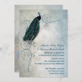 Peacock Scroll Wedding Kaart (Voorkant / Achterkant)