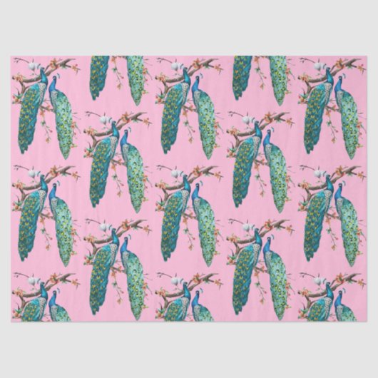 Peacock serie ontwerp 6 roze tissuepapier (Voorkant)