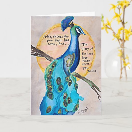 Peacock Shine Isaiah 60v1 Kaart (Gele Bloem)