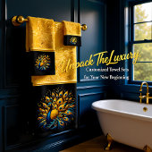 Peacock Showcasing Blauw en Geel Plumage Bad Handdoek