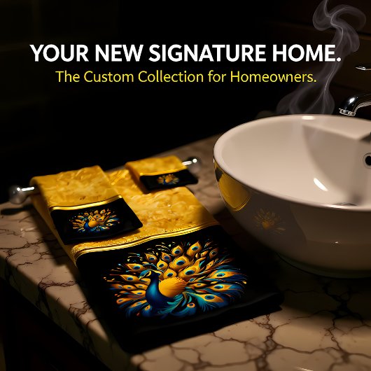 Peacock Showcasing Blauw en Geel Plumage Bad Handdoek