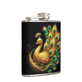 Peacock Showcasing Groen en Geel Plumage Heupfles (Rechts)